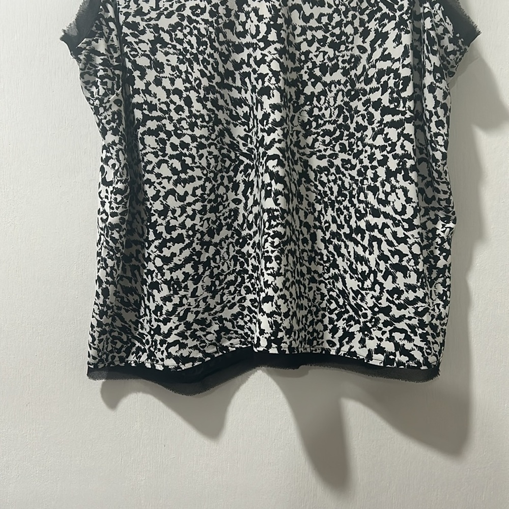 HALOGEN WOMENS RAW EDGE TANK BLACK LEOPARD PRINT Sz 1 - Picture 7 of 11